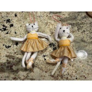 2 Target Wool felt Ballet Cat Ornaments Tulle Skirts Pearl Christmas tree decor